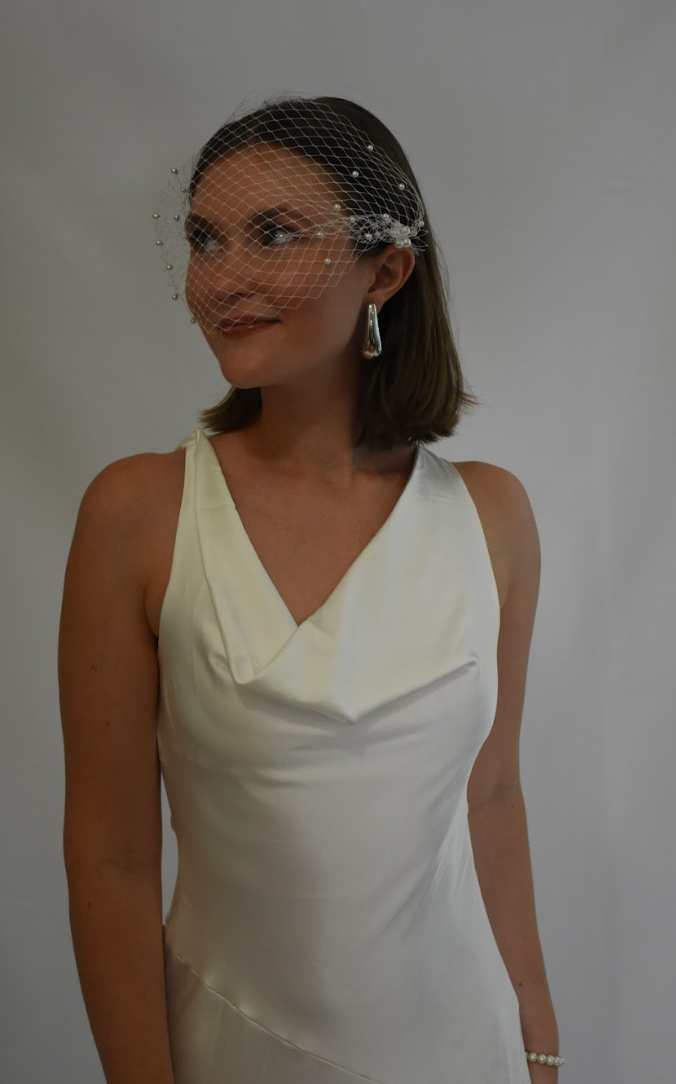 Clip and Pearl Birdcage Veil