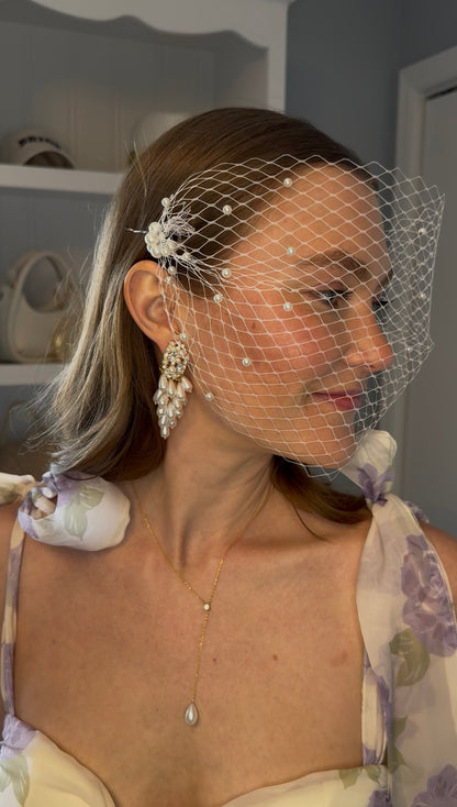Clip and Pearl Birdcage Veil
