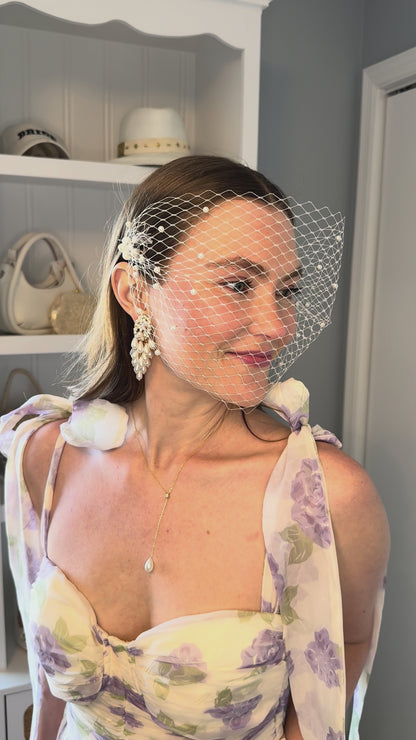 Clip and Pearl Birdcage Veil